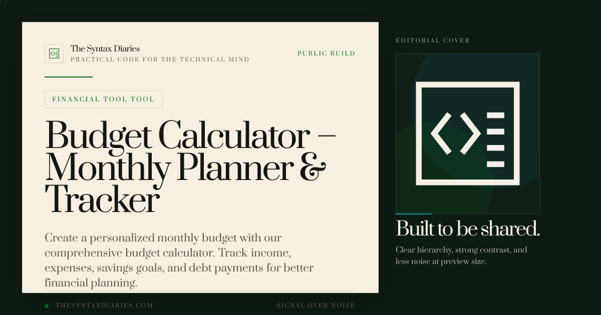 Budget Calculator – Monthly Planner & Tracker | The Syntax Diaries