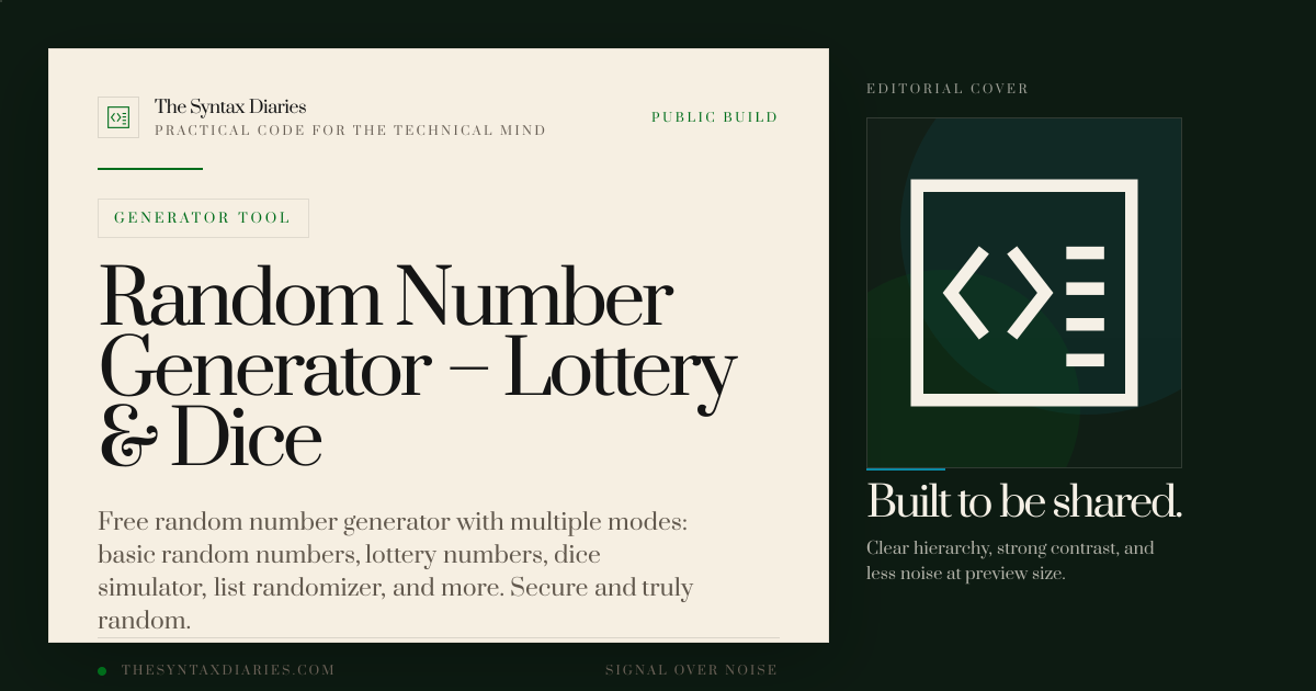 Random Number Generator – Lottery & Dice | The Syntax Diaries