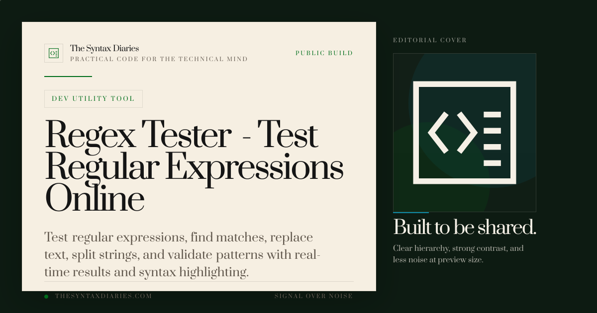 Regex Tester - Test Regular Expressions Online | The Syntax Diaries