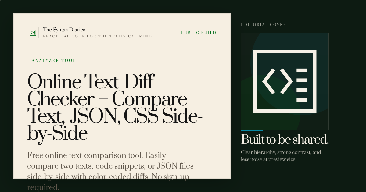 Online Text Diff Checker – Compare Text, JSON, CSS Side-by-Side | The ...